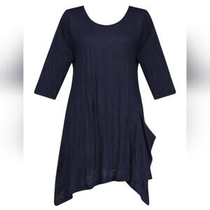 Alembika Mara Crinkle Asymmetrical Tunic Top Size 2 or Medium